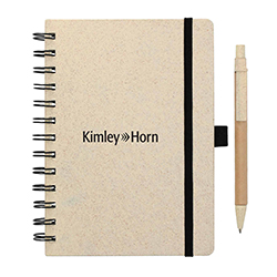 "5"" x 7"" WHEAT STRAW NOTEBOOK WITH PEN"