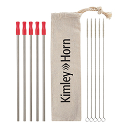5-PACK STAINLESS STRAW KIT WITH COTTON POUCH